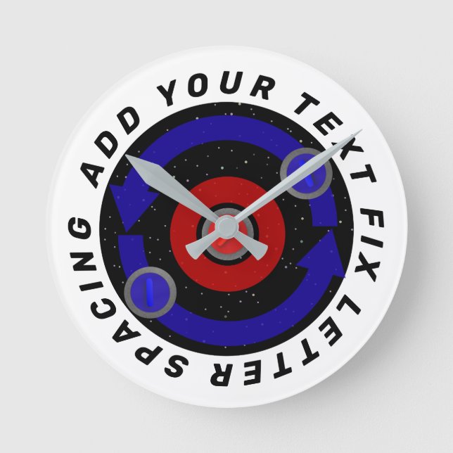 Horloge Ronde Stone de curling roulant comme l'orbite de la Terr (Recto)