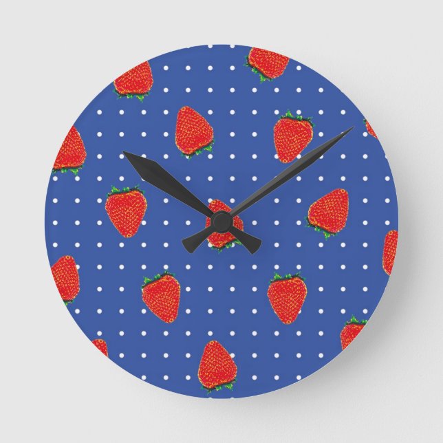 Horloge Ronde strawberry pattern with dots (Recto)