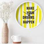 Horloge Ronde Stripes Jaunes Modernes & Faites Votre Rêve<br><div class="desc">Stripes Jaunes Modernes & Faites Votre Rêve</div>