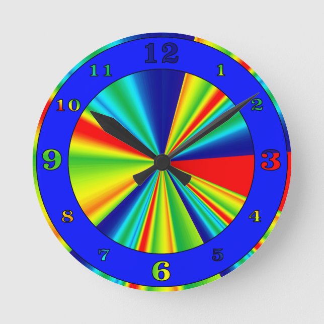 Horloge Ronde Stripes Pinwheel Blue Ring Numbered (Recto)