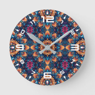 Horloge Ronde Style Art numérique Fleur Mandala-23907