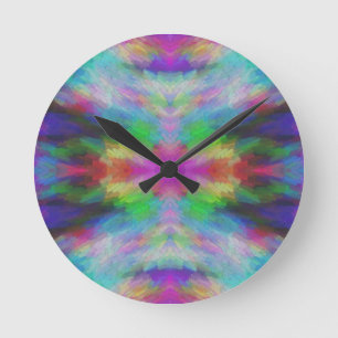 Horloge Ronde Style d'art coloré Tie Dye