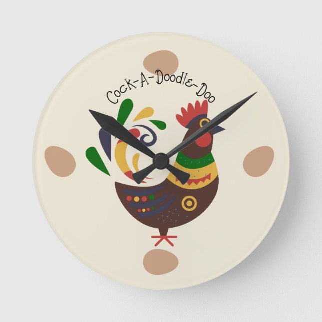 Horloge Ronde Style d'art folklorique "Coq" (Recto)