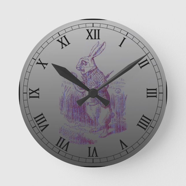 Horloge Ronde Style de lettre lapin blanc (Recto)