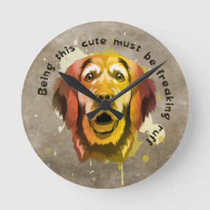 Horloge Ronde Style pop art Golden Retriever