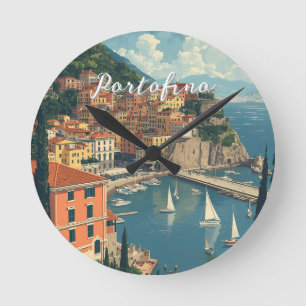 Horloge Ronde Style Vintage Portofino Gênes Italie