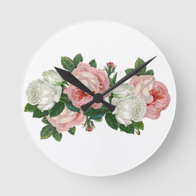 Horloge Ronde Styles classiques Rose romantique (Recto)
