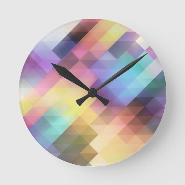 Horloge Ronde Stylish Colorful Pastel Geometric Pattern (Recto)