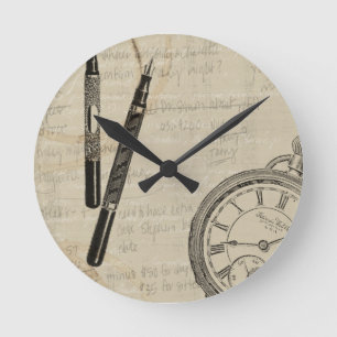 Horloge Ronde Stylos-plumes et Watchface avec des notes