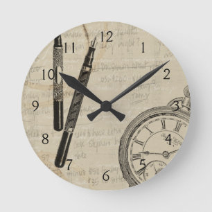 Horloge Ronde Stylos-plumes et Watchface avec des notes