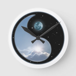 Horloge Ronde Sun Moon Yin-Yang