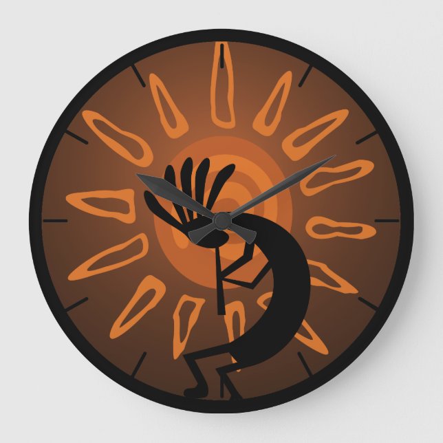 Horloge ronde Sun Rustique Sud-Ouest Kokopelli (Recto)