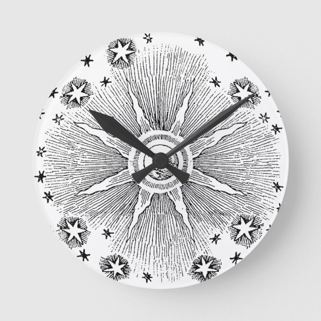 Horloge Ronde Sun Stars Antique Nuit Ciel Médiéval Zodiac (Recto)