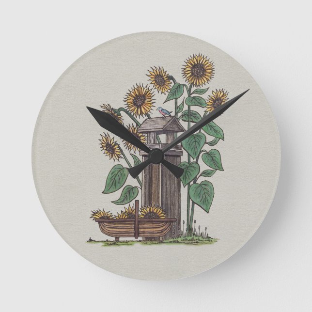 Horloge Ronde Sunflowers Birdfeeder (Recto)