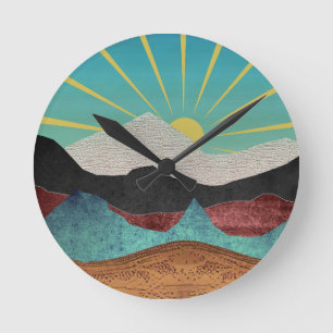 Horloge Ronde Sunrise Imaginaire de montagne