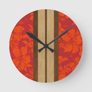 Horloge Ronde Sunset Beach Surboard Hawaiian Horaires murales
