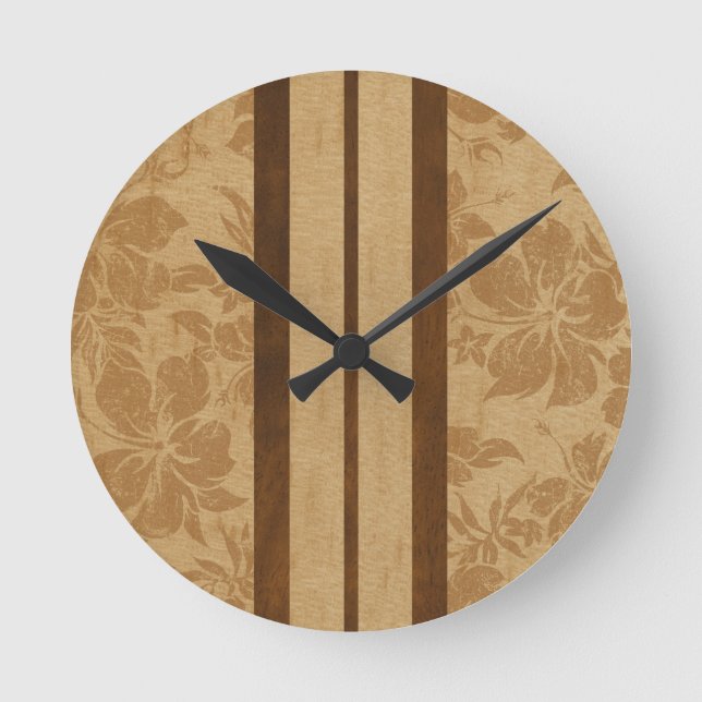 Horloge Ronde Sunset Beach Surboard Hawaiian Horaires murales (Recto)