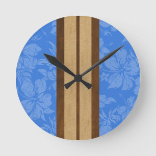 Horloge Ronde Sunset Beach Surboard Hawaiian Horaires murales