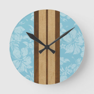 Horloge Ronde Sunset Beach Surboard Hawaiian Horaires murales