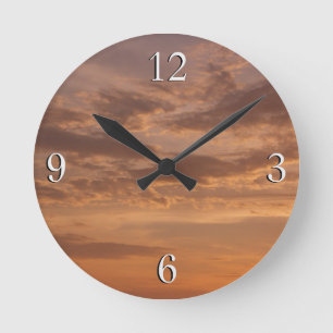 Horloge Ronde Sunset Clouds II Pastel Nature Abstraite