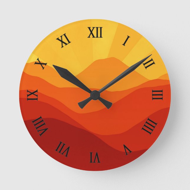 Horloge Ronde Sunset Mountains Banner (Recto)