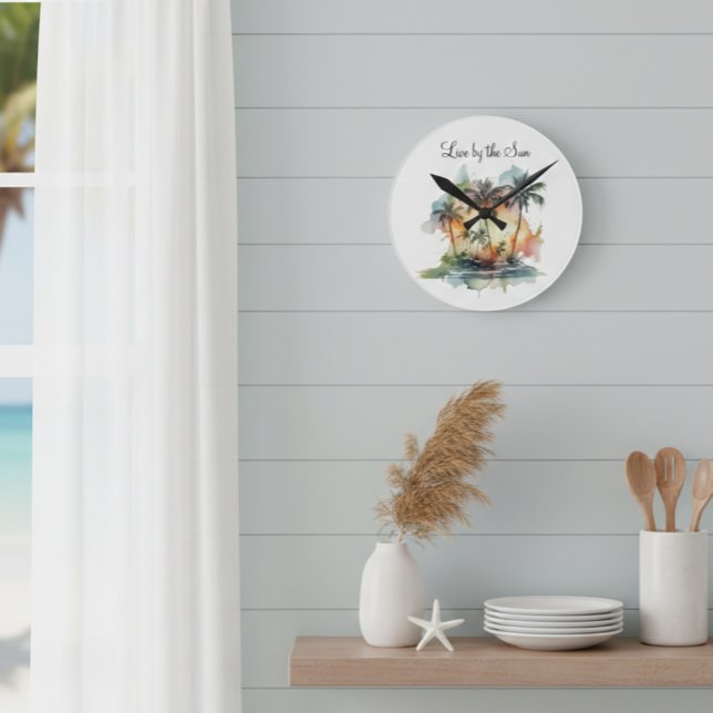 Horloge Ronde Sunset Oasis, custom (Créateur téléchargé)