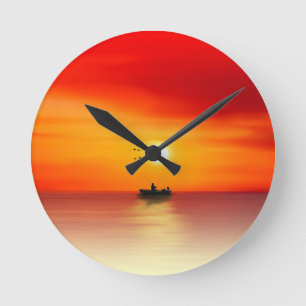 Horloge Ronde Sunset orange      