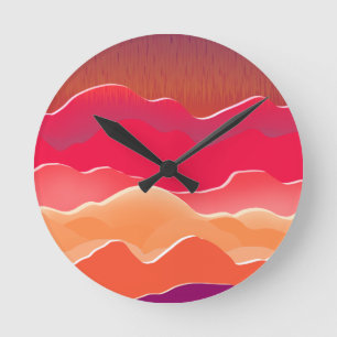 Horloge Ronde Sunset Peaks Livre moderne Collage Art