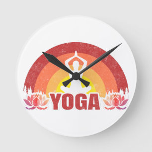 Horloge Ronde Sunshine Yoga Yogi Lotus Flower