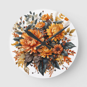Horloge Ronde Superbe automne floral