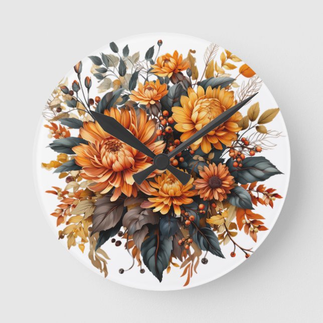 Horloge Ronde Superbe automne floral (Recto)
