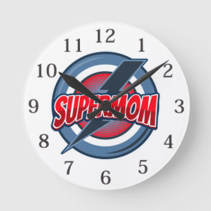 Horloge Ronde Supermom Super Maman Fête des Mères