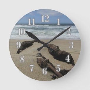 Horloge Ronde Surf, sable et bois flotté Paysage de la côte oues