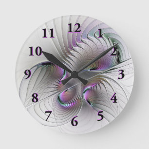 Horloge Ronde Surreal Shy Beauty Moderne Art Fractal Abstrait