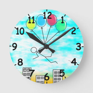 Horloge Ronde Survoler La Ville Avec Des Ballons