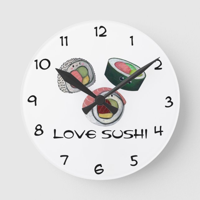 Horloge Ronde Sushi d'amour (Recto)