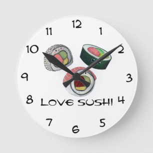 Horloge Ronde Sushi d'amour