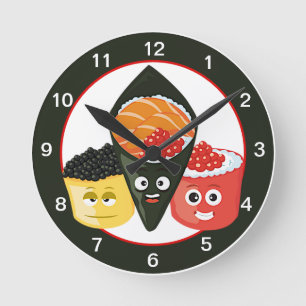 Horloge Ronde Sushi Time Kawaii Sushi