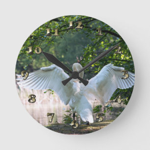 Horloge Ronde Swan avec ailes étalées