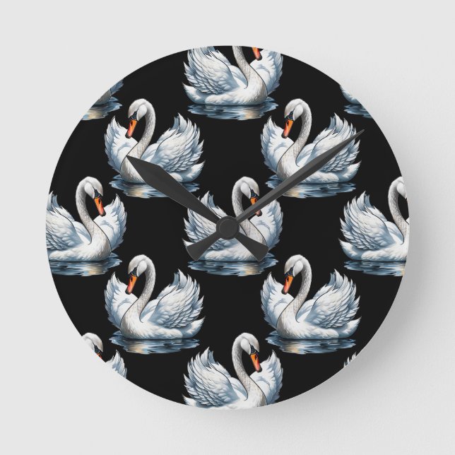 Horloge Ronde Swan Birds Design Motif (Recto)