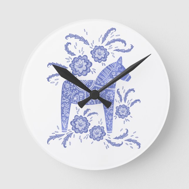 Horloge Ronde Swedish Dala Horse (Recto)