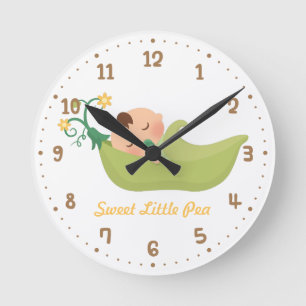 Horloge Ronde Sweet Pea in a Pod Baby Boy Nursery Room Decor