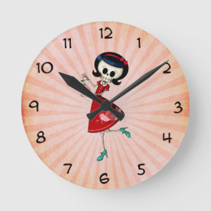 Horloge Ronde Sweet & Scary Skeleton Girl