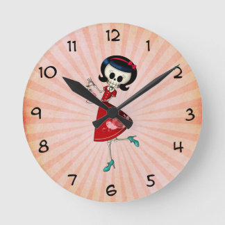 Horloge Ronde Sweet & Scary Skeleton Girl