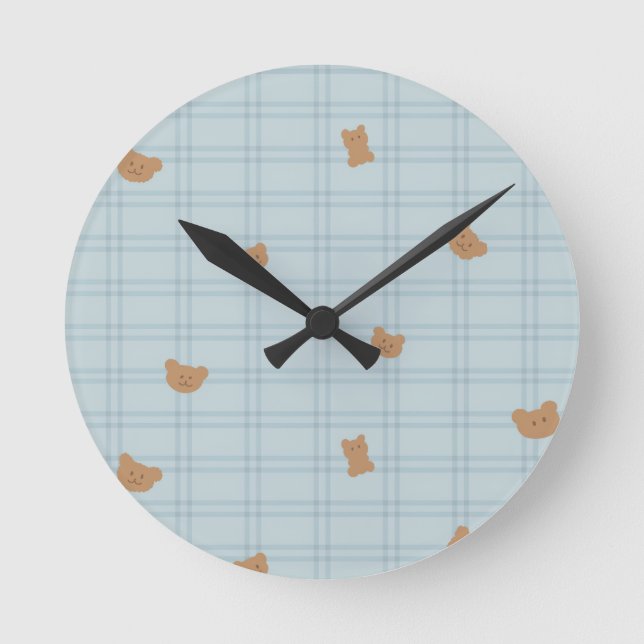 Horloge Ronde Sweet Teddy Bears Seamless Pattern – Cute Baby (Recto)