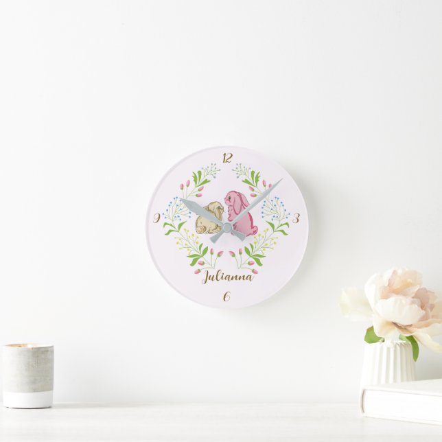 Horloge Ronde Sweet Wreath Bunny Round Clock (Maison)