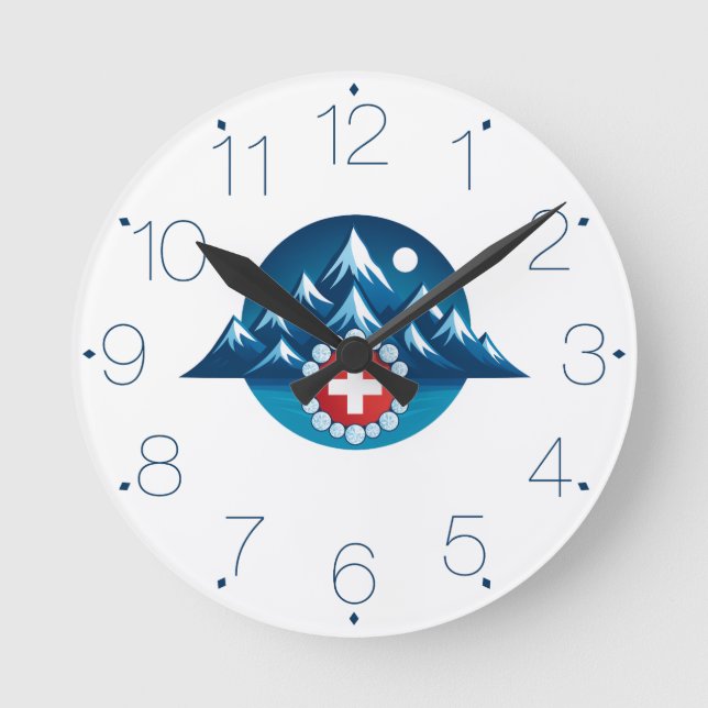 Horloge Ronde Swiss Alps Illustration (Recto)