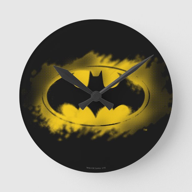 Horloge Ronde Symbole Batman | Logo noir et jaune (Recto)