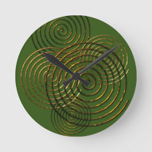 Horloge Ronde Symbole celtique spirale or métallique
