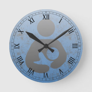 Horloge Ronde Symbole d'allaitement Retro Style Letterpress